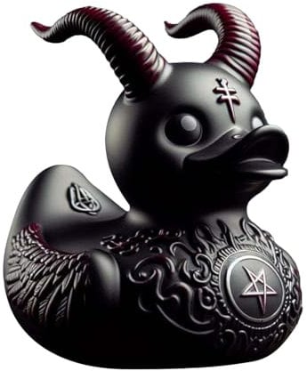 Pato Ducksville de Goma Malvado - Decoración de Baño Estilo Gótico, Figura de Resina Oscura, Estatua de Duckieville