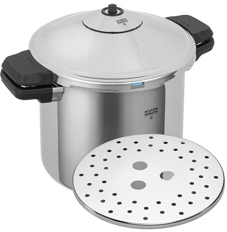 Kuhn Rikon Pressure Cooker Duromatic Inox 7L/22cm Food Steamer with Side Grips. Multi Cooker Hotpot with Auto Lock Lid. Stainless Steel Pot. Instant Cook Pot – 10 Year Kuhn Rikon Cookware Guarantee