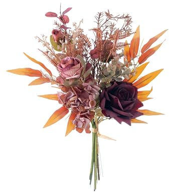 Weldomcor - Rose artificiali, fiori artificiali, fiori di seta, sembrano veri, adatti per matrimoni, come bouquet, per giardino, feste, hotel, ufficio, centrotavola, colore bordeaux