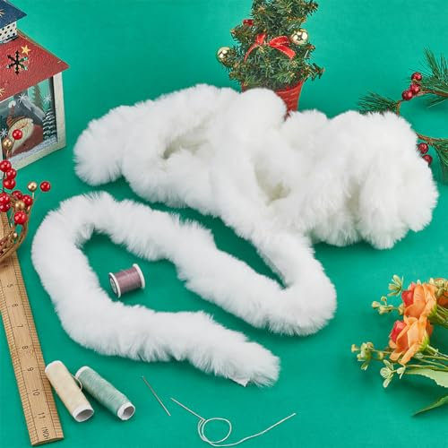 GORGECRAFT 4.8 m X 5cm Weihnachtsbesatz Aus Kunstpelzband Künstliches Kaninchenfell Weiße Flauschige Kunstpelzstreifen Nähen Besätze Pelziges Band Für Kostümzubehör Weihnachtsbaum Wickelgirlanden