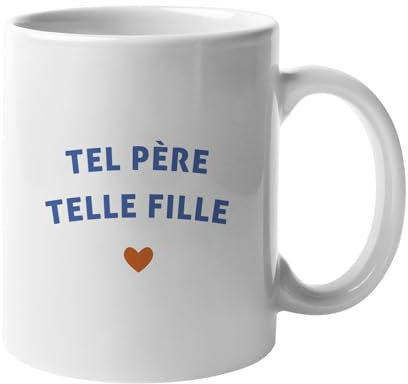 We Are Family, Mug Humoristique, Tel Père Telle Fille Cœur, Thème Pour papa, Idée Cadeau Original Humour, Idée cadeau Famille, Ami, Collègue, Anniversaire, en Céramique, 330 ml, Blanc