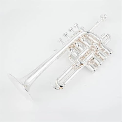 Standard Trompeten Professionelle Hohe Trompete Bb Piccolo Trompete Messing Gold Silber Lack Oberfläche Trompete Monel Kolben(Silver)