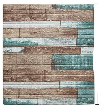 1–10 Stück 70 x 77 cm, selbstklebende 3D-Tapete aus Ziegelstein-Hintergrund, Schaumstoff-Wandaufkleber, wasserdicht, feuchtigkeitsbeständig, Wohnzimmerdekoration ﻿-Retroblau-10 Stück-77 cm x 70 cm