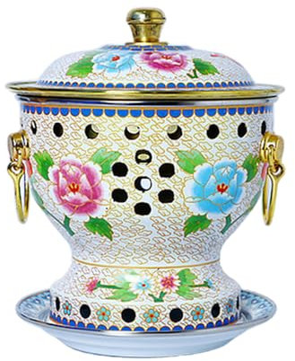 OYWEHECE Kupfer-Hot Pot, Alter Pekinger Kupfertopf für Einzelpersonen, Chinesischer Traditioneller Cloisonné-Hot Pot, Kommerzielle Kleine Chafing Dishes für 1–2 Personen, Alkoholherd,D