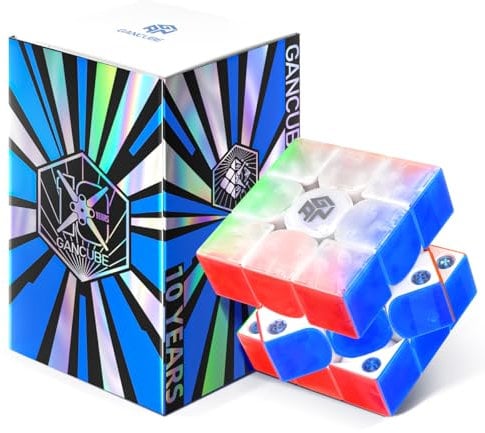 GAN 356ME Zauberwürfel Magnetisch Speed Cube 3x3, Magischer Speed Cube, mit Flügelförmige Numerische IPG/GES+/Sichtbarer Magnet, Magic Cube Aufgerüstete Version (10th)