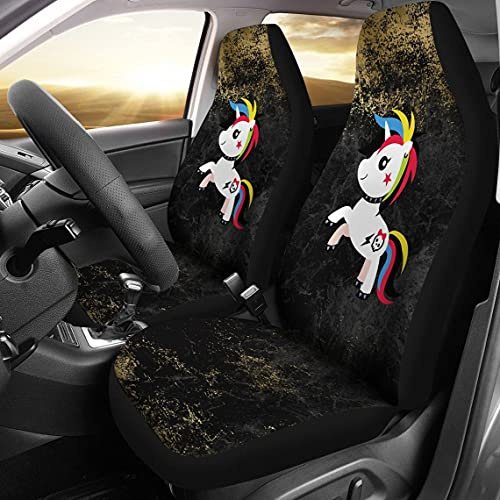 Auto-Zubehör Lustiges Punk-Einhorn Autositzbezüge Premium Design Schonbezüge Autoauflage Passform Auto Sitzbezüge Für Anhänger, Suvs, Wohnmobil, 52X138Cm