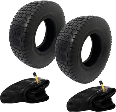 Vixzoid Lot de 2 pneus de tondeuse à gazon avec chambre à air 13 x 5.00-6 4PR pour tracteurs de pelouse, tondeuses autoportées