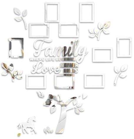 Uposao Wandaufkleber Baum Wandtattoo Wandaufkleber DIY Wandsticker Wall Stickers Familie Bilderrahmen Foto Sticker für Hause Wohnzimmer Schlafzimmer