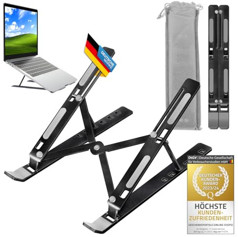 GOODS+GADGETS Soporte móvil para portátil; Soporte Plegable de Escritorio Ajustable en Altura para portátil Trabajo ergonómico y ventilación Ideal para el Trabajo en casa y la Oficina (Plástico)