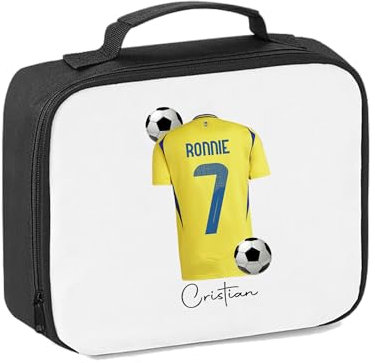 Pickhut Personalised Football Team Shirt & Jersey Kit Lunch Bag Back to School Gift for Kids, Customised with Name/Number/Text Boys Lunch Box (D26)