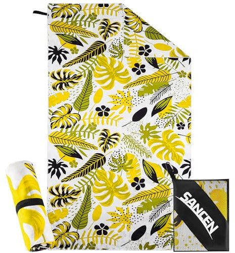 Strandtuch XXL 180 × 90 cm,Groß Schnelltrocknendes Mikrofaser Handtuch, Sandfrei Badetuch,Stranddecke Damen (Gelb)