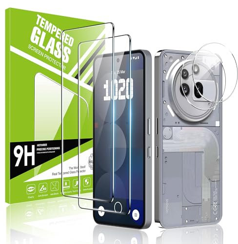 Effcotuo 2 Pièces Verre Trempé pour Nothing Phone 3a Pro Protection écran 2 Pièces Caméra Arrière Protecteur Film Anti Rayures sans Bulles d'air -Ultra Transparent 9H Glass