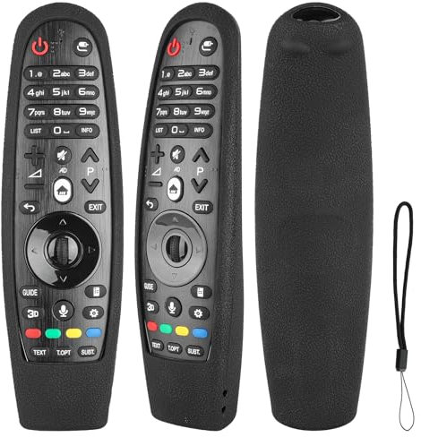Coque télécommande en silicone compatible avec LG AKB75855501 AN-MR20GA AN-MR650A AKB75075301 AN-MR600 AN-MR650 AN-MR18BA AN-MR19BA TV Télécommande Housse de protection antichoc avec un cordon (Noir)