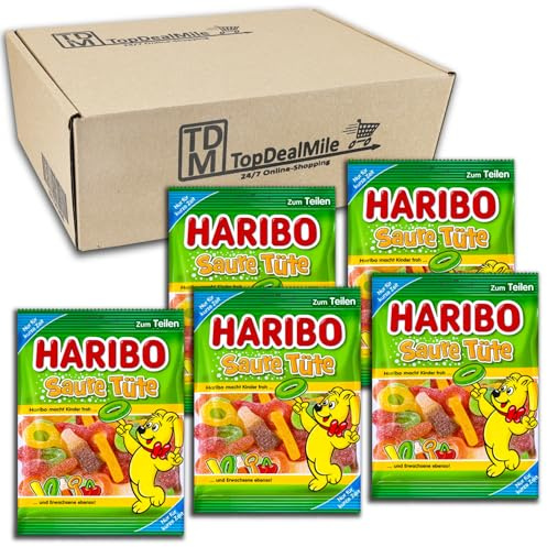 10 er Pack Haribo Haribo Saure Tüte 10 x 175g Saures Fruchtgummi