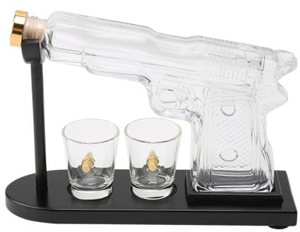 iFCOW Whiskey Decanter Set, 230ml/ 8oz Tequila with Two Shot Glasses Idea Gifts for Men Dad