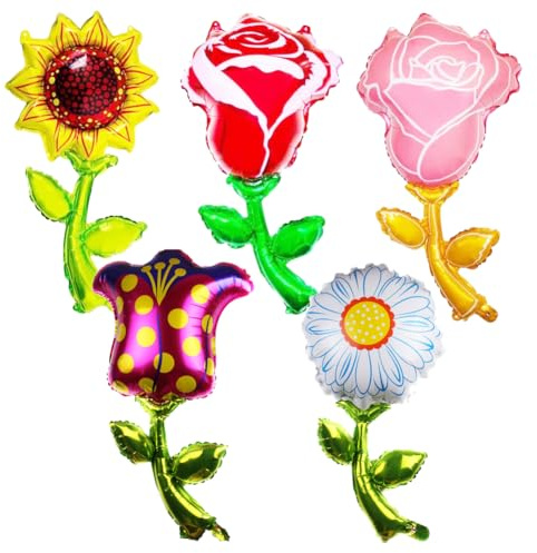 LGWJHCY Palloncini in lamina di fiori, 10 palloncini a forma di fiore, margherita rosa rossa girasole, per feste di compleanno per ragazze, decorazioni per matrimoni.