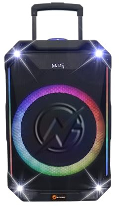 N-Gear The Flash 1240 Tragbarer Bluetooth Party Lautsprecher Karaoke Set mit 500W Spitzenleistung 5400mAh Akku RGB LED Lichtshow und Mikrofon für EIN kraftvolles mobiles Sound-Erlebnis überall.