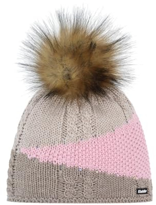 Eisbär Mütze Damen Eden Lux Crystal - Merino Bommelmütze für Frauen - mit Fleece schützt vor Kälte und Wind - Strickmütze mit Pompon aus Kunstfell mit Swarovski Kristallen edle Wintermütze