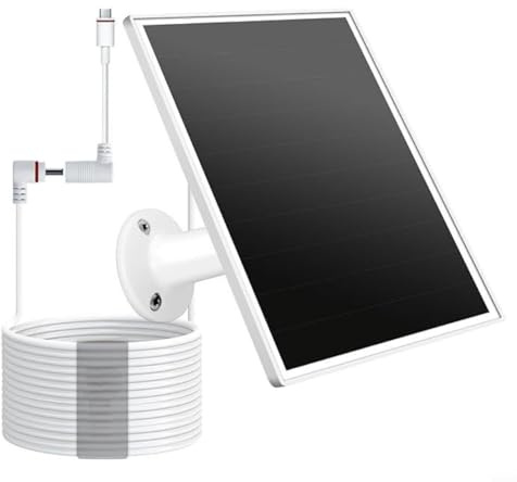 CNANRNANC 5W Solar Panel for Ring Camera, 5W Solar Panel Charger With Monocrystalline Silicon, Waterproof Seal, Adjustable Mount, And 8ft Cable(5W)