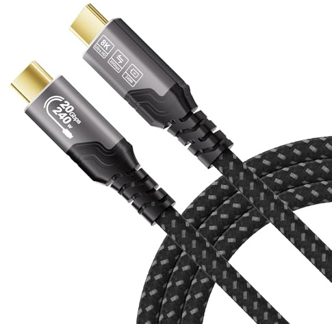 ZIKNYDO USB C Kabel 3m, USBC 3.2 20Gbps Datenübertragung, PD3.1 240W Schnellladung, 8K@30Hz, 4K@144Hz Videoübertragung, kompatibel mit Thunderbolt 4, MacBook Pro, Switch, Monitor, iPhone 17/16/15, VR