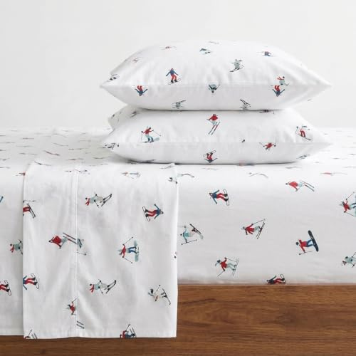 Eddie Bauer - King Sheets, Cotton Flannel Bedding Set, Brushed For Extra Softness, Cozy Home Decor (Ski Slope, King)
