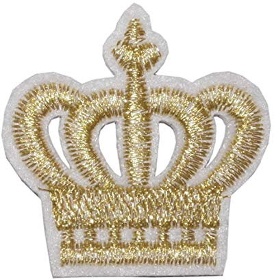 TENNER.LONDON Royal Crown Iron on/Sew On Embroidered Patch Applique Golden King Embroidery Queen Motif transfer