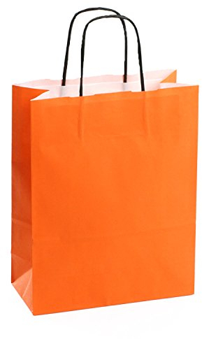 Papiertasche edel & stabil | 150 Stück orange 24+11x31 cm | Qualität aus deutscher Produktion | Tragetasche aus Papier | HUTNER