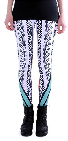 cosey - Bedruckte Bunte Leggins (Einheitsgröße) Verschiedene Leggings Designs, Mandala Stripes, Einheitsgröße