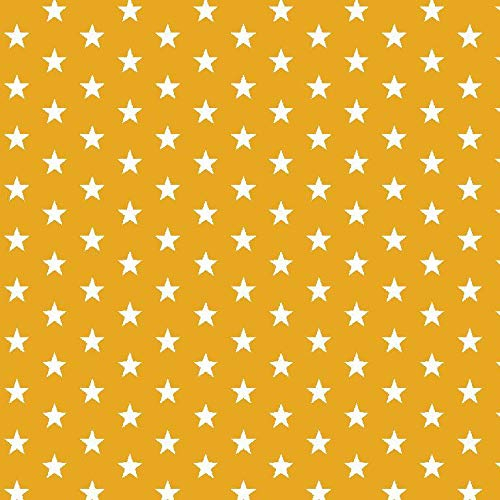 babrause® Baumwollstoff Sternchen Gelb Webware Meterware Popeline OEKOTEX 150cm breit - Ab 0,5 Meter