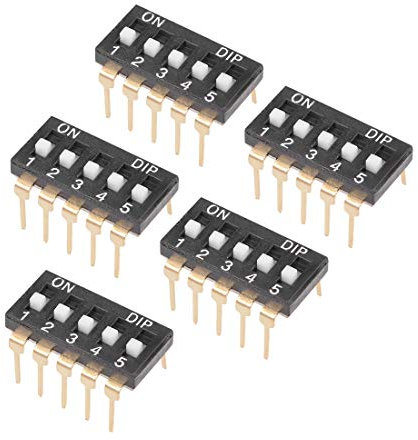 uxcell 5Pcs Black DIP Switch Horizontal 1-5 Positions 2.54mm Pitch for Circuit Breadboards PCB