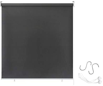 AUFUN Außenrollo Balkon Outdoor Rollo Wetterfest 140 x 140 cm Outdoorrollo Sonnenschutz Balkonrollo UV Schutz, Reflektierende Thermofunktion für Fenster & Türen, Anthrazit