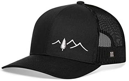 Outdoor Design Trucker Hats – Bestickt – Baseball Cap Mesh Snapback Golf Hut - Schwarz - Large
