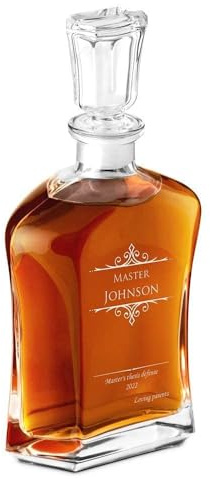 Maverton Whisky Carafe with Engraving, Personalised, Magister | 700Ml Classical Spirits Decanter, airtight Seal, Elegant Design, Gift for Women