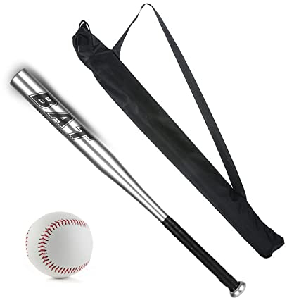 Mazza da baseball da 30 pollici, mazza da baseball in alluminio Macllar, leggera, con palla, custodia, argento