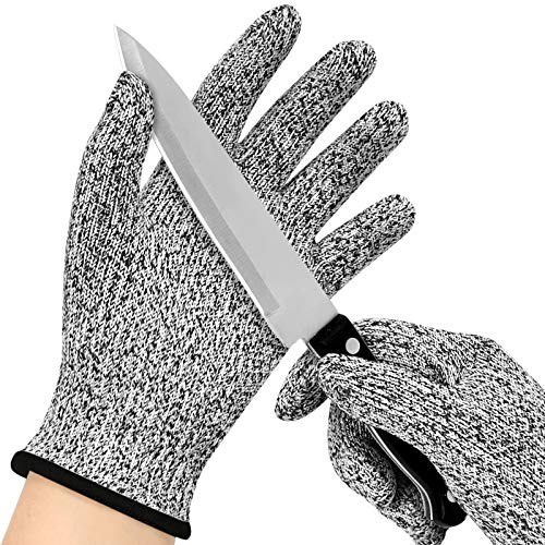 EKKONG Schnittsichere Handschuhe für Kinder, Schnitzhandschuhe Kinder, Schnittschutzhandschuhe, Arbeitshandschuhe, Level 5 Schutz, lebensmittelecht (Grau, M)