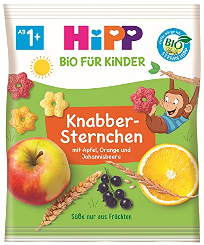 HiPP Bio für Kinder Knabberprodukte Knabber Sternchen mit Apfel, Orange und Johannisbeere, 30 g