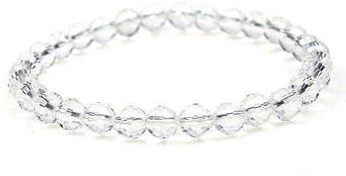 MJDCB Bracelet Quartz Blanc Facetté Naturelle 6mm Perle Pierre de Protection Puissante
