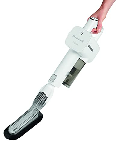 BRANDT ASB20W - Aspirateur Balai sans Fil - 2 en 1 - sans Sac - Puissance 29V - 0,35 litres - 71 à 76 DB - Autonomie 35 Minutes - 2 Vitesses - Tête d'aspiration Flexible 180° - Accessoires intégrés