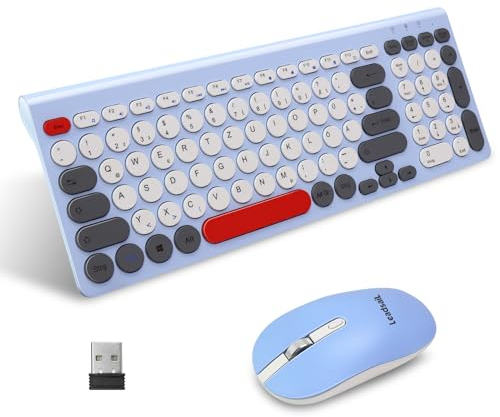 LeadsaiL Wireless Keyboard Mouse Set, Ergonomic Mouse and Keyboard, QWERTZ Layout, Quiet, MacOS PC, Laptop, Multi-Coloured, USB, Compatible with HP, Dell, Lenovo, Asus, MacBook