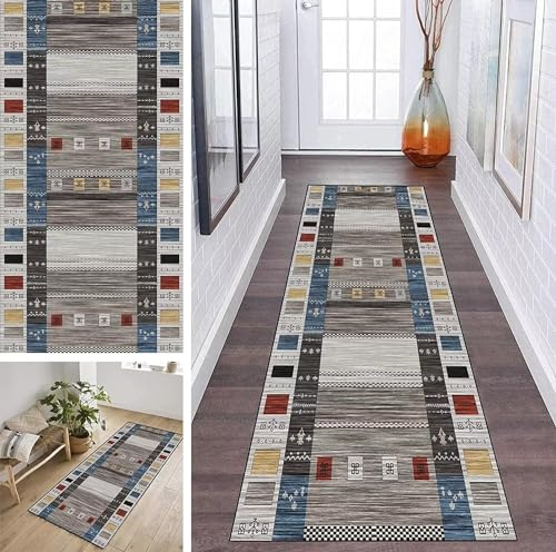 ZDYHMrj Teppich Läufer Flur rutschfest Bunt Grau Korridor Teppichläufer Waschbar Modern Küche Schlafzimmer Wohnzimmer Läufer Teppich Breite 40cm/ 50cm/ 60cm/ 70cm/ 80cm/ 90cm/ 100cm (Size : 80x350cm)