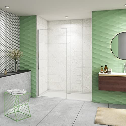 110x200 cm Box Doccia Walk In Parete Fissa in Vetro Temperato da 10 mm Trasparente Anticalcare Telaio Cromato Lucido