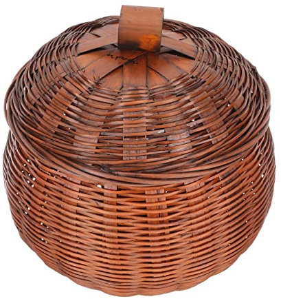 Cabilock Vintage Kürbiskorb Rattan-blumenkorb Aufbewahrungskörbe Aus Dekorative Körbe Organisieren Weidenkorb Mit Deckel -organizer-behälter Vorspeisenkörbe Rattan-box Klein Hölzern