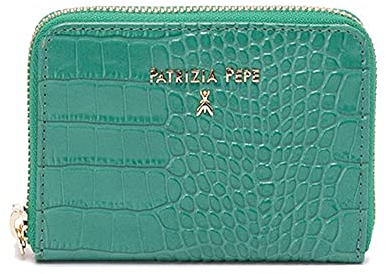 PATRIZIA PEPE Zip Around Small Geldbörse Kokosnuss Druck Grün, grün, taglia unica