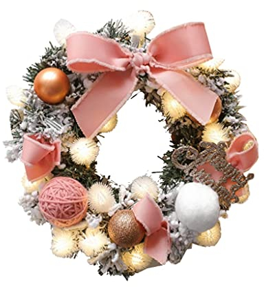 RSLEE Weihnachtskranz Weihnachtskranz 30/40/50 cm Künstliche Weihnachtskranz Winter Kranz Mit Lichtern Und Weißen Schnee-Front-Türkranz-Dekorationen Türkranz Weihnachten (Color : 50 cm/19.6 inch)