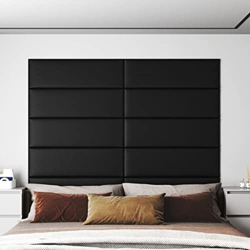 vidaXL Lot de 12 panneaux muraux noirs 90 x 30 cm en simili cuir 3,24 m²