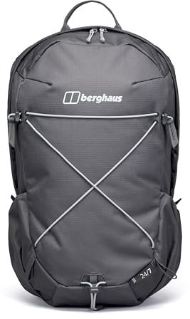 Berghaus Unisex 24/7 Backpack 20 Litre | Comfortable Fit | Durable Design | Rucksack for Men and Women, Grey Pinstripe/Jet Black, 20 Litres