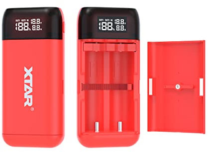 18650 battery Charger 2023 Version XTAR PB2S 21700 USB C Battery Charger Not included any battery (Red)