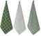 Penguin Home Set of 3 100% Cotton Kitchen Towels, Eco Friendly Sustainable Tea Towels Stylish with Different Pattern, Size - 50x70 cm Colour - Green & White Dish Towels
