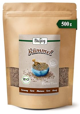 Biojoy BIO Kümmelsamen ganz, Kümmeltee lose, 500 g | Kümmelsaat aus Ägypten, ideal für Tee oder als Gewürz, Carum carvi L.