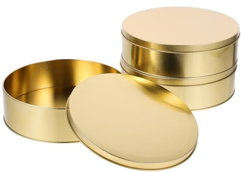 Kichvoe Keksdose Mit Deckel Weißblech-Bonbonschachtel 6 5 Zoll Rund Goldene Weihnachtsgeschenkdose Feiertag Neujahr Leckerbissen Metallbehälter Für Snacks Desserts 3 Stück